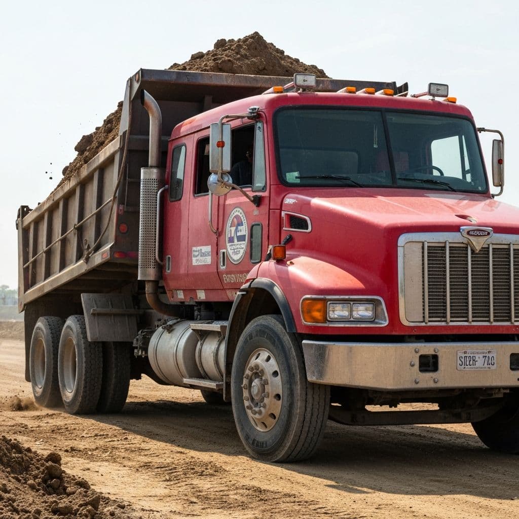Construction truck delivering dirt to OC Dirt Dump